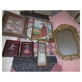 Framed pictures, mirror.(6)