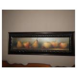 Framed still life apple print.