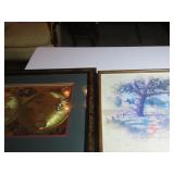 (2)Framed prints. world globe, Tom Heflin