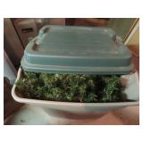 Tote of Christmas garland w/lid.