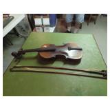 Antique Heinzel marked Violin 2 bows