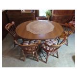 Dining room table w/5 Tell city wood chairs.