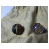 (2)Antique swirl glass marbles . w/bag.