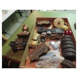JFK bank, truck bank, toy tires, cast iron clock