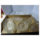Clear glassware serving dish lot.