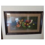 Vintage still life pastels drawing. Framed