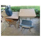 (2)Vintage school desks.
