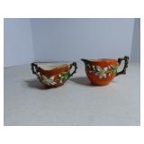 Antique Dresden Wheelock orange cream & sugar