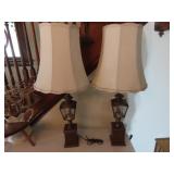 (2)Vintage brass lantern table lamps.
