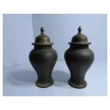 (2)Brass canister urns.