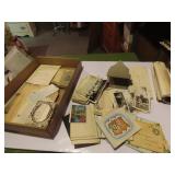 Antique paper ephemera lot. postcards, misc.