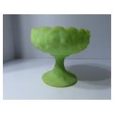 Vintage green satin fenton glass dish.