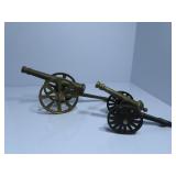 (2)Vintage brass cannon figures.