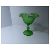 Vintage Fenton Green tree glass compote