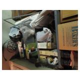 Metal shelf w/contents.