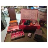 Bank, coin sorter, index card holder, spoons