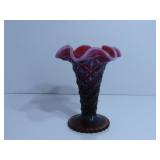 Signed Nancy fenton purple hobnail glass vase.