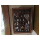 Knick knack cabinet w/ thimble & figures collectio