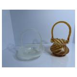 (2)Fenton glass baskets.