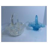 (2)Fenton glass baskets.
