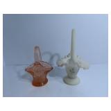 (2)Fenton glass baskets.