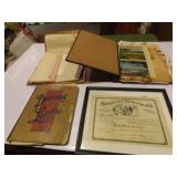 Antique paper ephemera lot. Marriage license