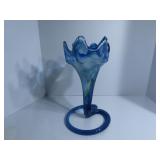 Large blue art glass flowering vase.