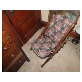 Antique wood & upholstered folding chair