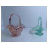 (2)Fenton glass baskets.