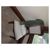Antique wood chair. Upholstered.