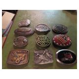 (10)Vintage advertising belt buckles.