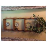 Knick knack shelf w/ mini decor plates.