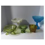 Assorted vintage glassware lot colored.