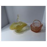 (2)Fenton glass baskets.