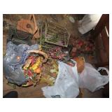 Bird cage & decor lot.