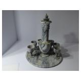 Vintage Marble decanter w/goblets plate.