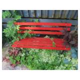Painted Red Wood bench.