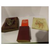 Antique photo album, postage stamp catalog.