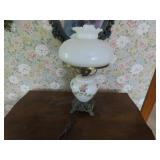 Vintage milk glass lamp.