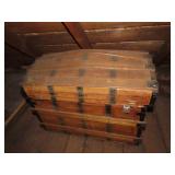 Antique steamer trunk. domed.