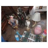 Lamps, viking figure, knight, lights.
