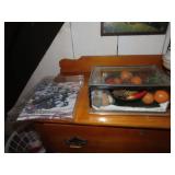 Glass display case w/fruit, acrylic case