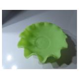 Vintage Fenton Persian ruffled glass dish.