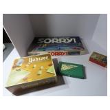 Vintage board games, dominoes, playing cards.