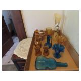 Assorted colored glassware lot.