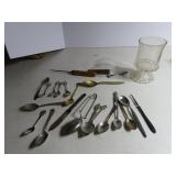 Silver plate flatware souvenir, ice picks, jar
