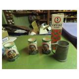 Ceramic Indian Chef mugs, Sake bottle, pewter mug