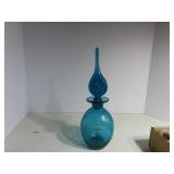 Vintage Rainbow blue glass decanter.