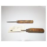 Antique advertising ice picks.