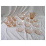 Pink depression glassware lot.